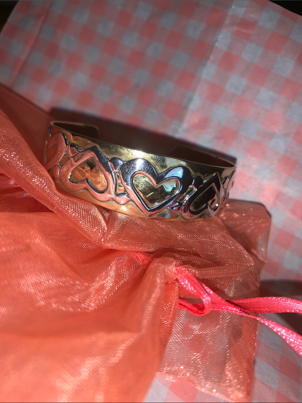 Jeep collins silver and brass heart cuff bracelet - Picture 3 of 13
